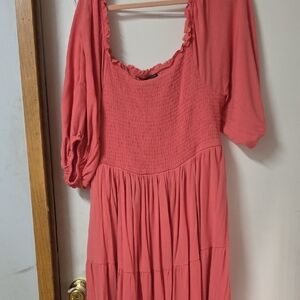 Torrid Coral Smocked Bodice Dress 4X